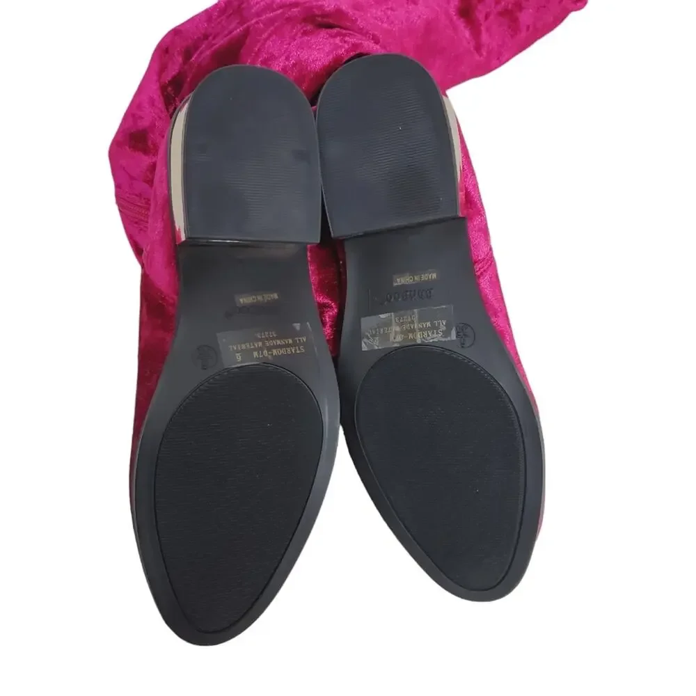 Bamboo | Stardom Fuscia Soft Stretch Shimmery Velour Thigh High Boots